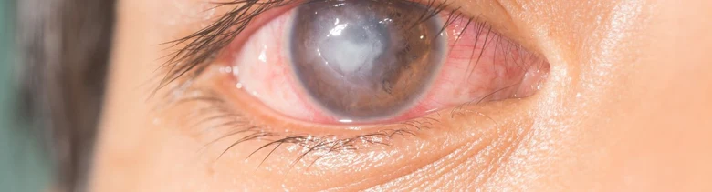 Inflamed human eye cornea